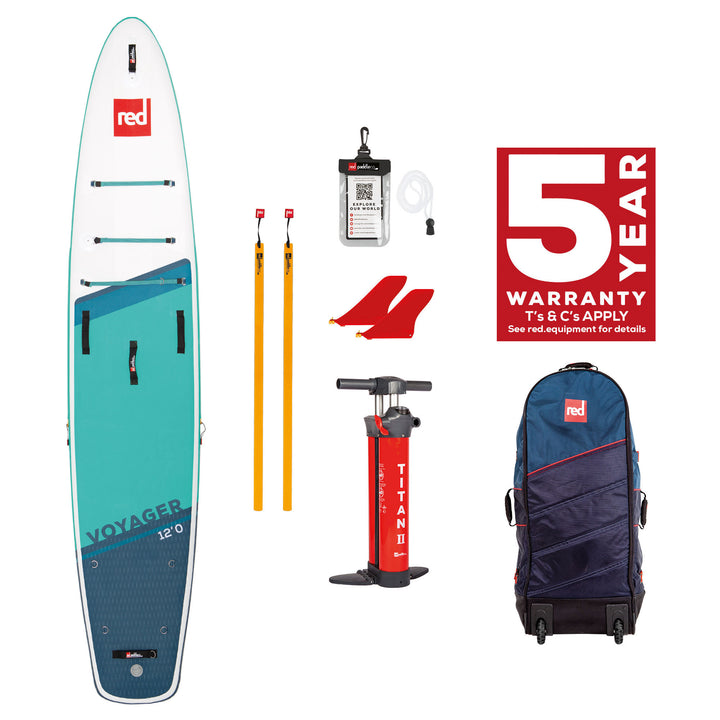 iSUP SUP Stand Up Paddel BOARD Red Paddle Co VOYAGER 12'0" x 28" x 4,7" MSL mit TITAN 2 Pumpe - SUP Board aufpumpbar