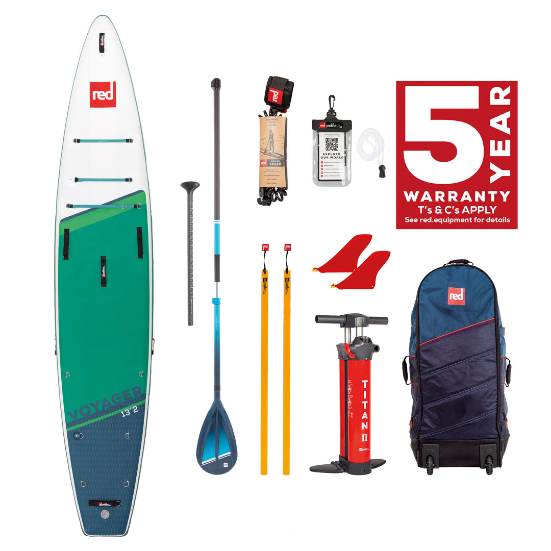 iSUP SUP Stand Up Paddel SET Red Paddle Co VOYAGER+ 13'2" + Carbon-Nylon 3Pcs Paddel + Leash