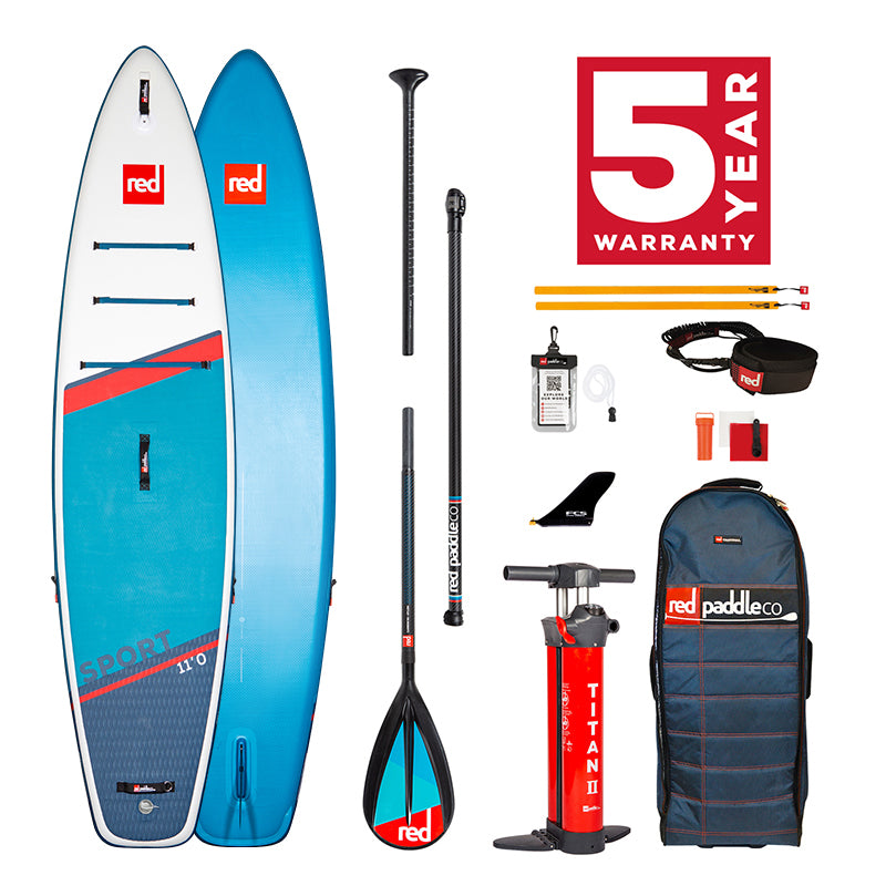 2021 SET Red Paddle Co SPORT 11'0" x 30" x 4,7" MSL mit Carbon50-Nylon Paddel und Coiled Leash