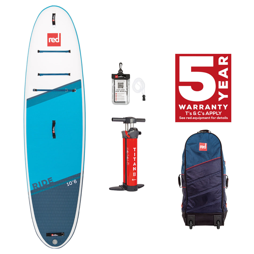iSUP SUP Stand Up Paddel BOARD Red Paddle Co RIDE 10'6" mit TITAN 2 Pumpe - SUP Board aufpumpbar