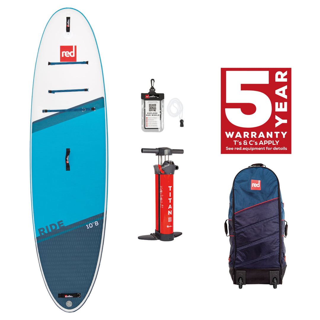 iSUP SUP Stand Up Paddel BOARD Red Paddle Co RIDE 10'8" mit TITAN 2 Pumpe - SUP Board aufpumpbar